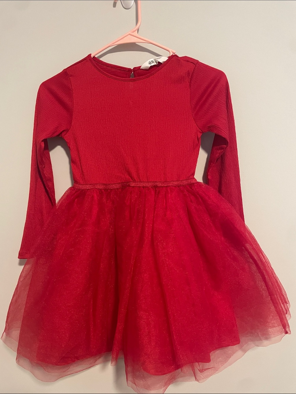 H&M Red Long-Sleeve Tulle Dress for Kids